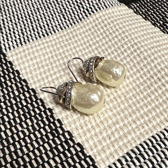 Brighton great shape Neptunes rings silver gold crystal pearl drop earrings - Picture 3 of 4